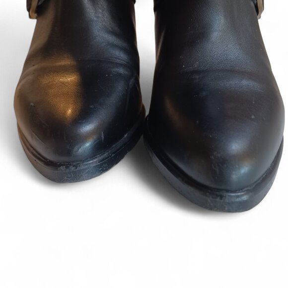 Jessica Black Leather Riding Boots Size 6B, Genuine Leather, Buckle Detail VTG - Picture 6 of 14